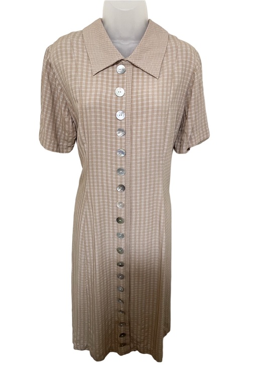 Sophia Rose Dresses & Skirts - Vintage 90’s Sophia Rose 12 Gingham Dress Modest Chic Button Cottage Retro Tan